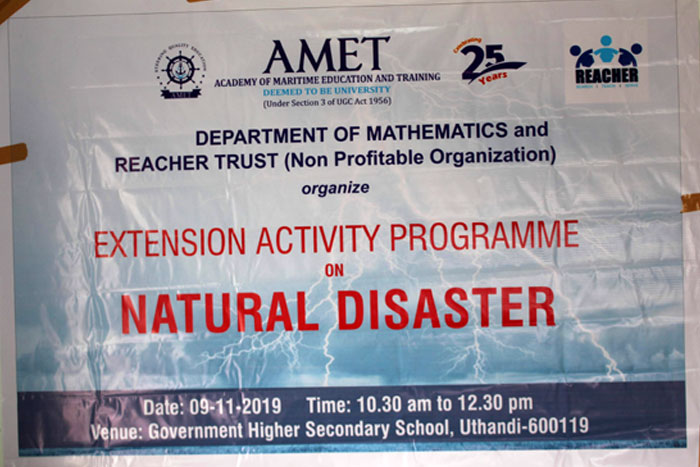 Extension Activity programme on Natural Disaster to the Government Higher Secondary School