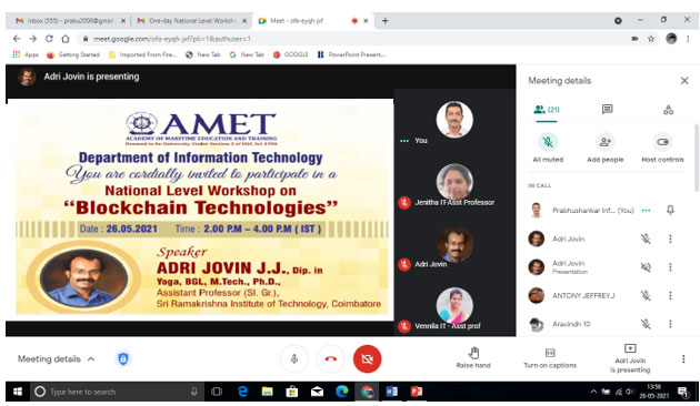 National Level Workshop on Blockchain Technologies